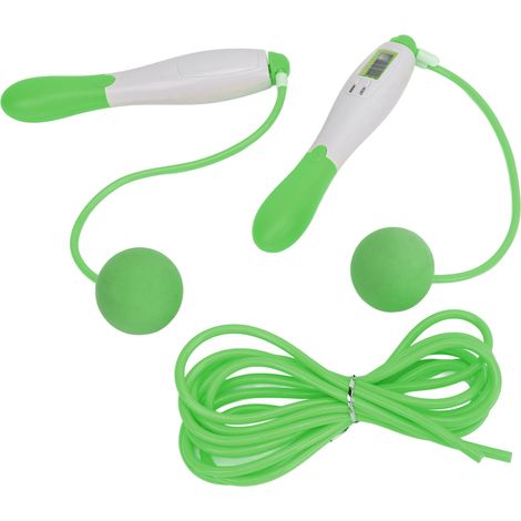 Corde à sauter sans fil avec compteur, 4 modes réglables, câble en acier, équipement de fitness pour l'exercice, verte (1/5)