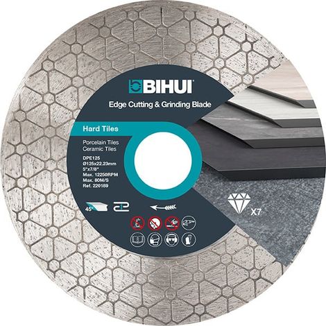 Disque diamant Ø125mm pour meuleuse – Alésage 22.23mm – Coupe nette pour tous types de carreaux – Vitesse 11 000tr/min