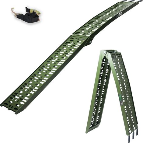 TRUTZHOLM 1 x Auffahrrampe klappbar 228 cm Traglast 340 kg Alu oliv gelocht Motorradrampe Mofarampe