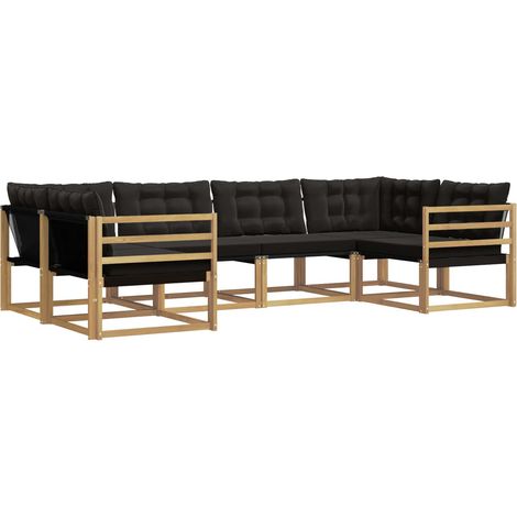 Outdoor-Sofagarnitur 6 stk. Weiß und Schwarz vidaXL (1/5)
