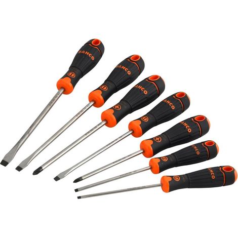 Bahco BAHB219017 7-Piece Screwdriver Set with Slotted and Phillips Heads and Ergonomic Rubber Handles