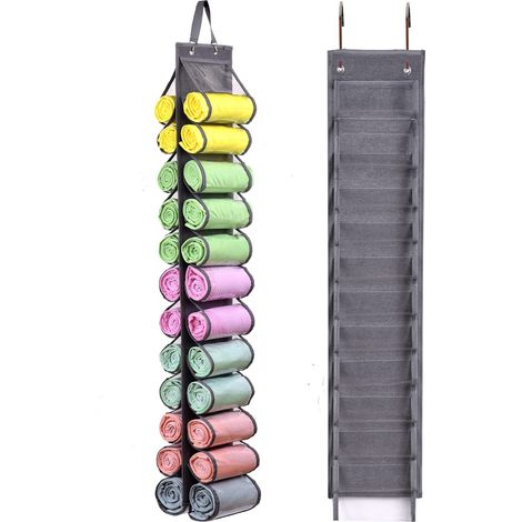 Organiseur mural, couleur grise, 24 compartiments, pour placard, porte ou fixation murale, adapté aux espaces intérieurs et aux routines quotidiennes.-AquaForge (1/5)