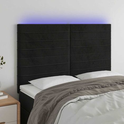 vidaXL Cabecero con luces LED terciopelo negro 144x5x118/128 cm (1/5)