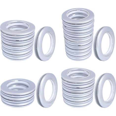 Paquet de 32 Oeillets Rideaux à Clipser, diamètre intérieur 1-9/16 "(40 mm) Anneaux Rideaux Douche Romain kit d’œillets pour Rideau Outil d’ œillet à battant Accessoire (Argent) (1/5)