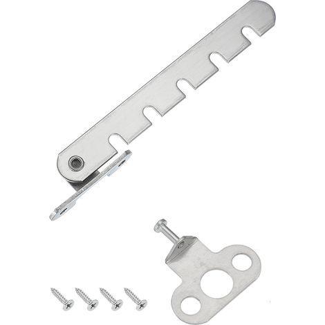 Chiusura di sicurezza per finestra, 1 pezzo, con barra regolabile, con 5 fessure, per finestre ad apertura verso l'interno, color argento (44 mm). (1/5)