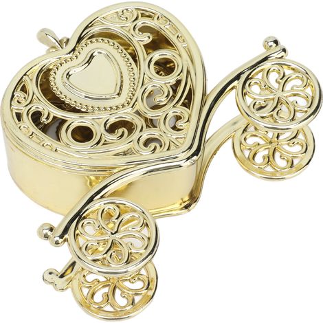 Romantische, kürbisförmige Gastgeschenkbox, 12 Stück, Hochzeitsmotiv, aus lebensmittelechtem PS-Material in europäischer Qualität, goldfarben, mit Wagen und Herz. (1/5)