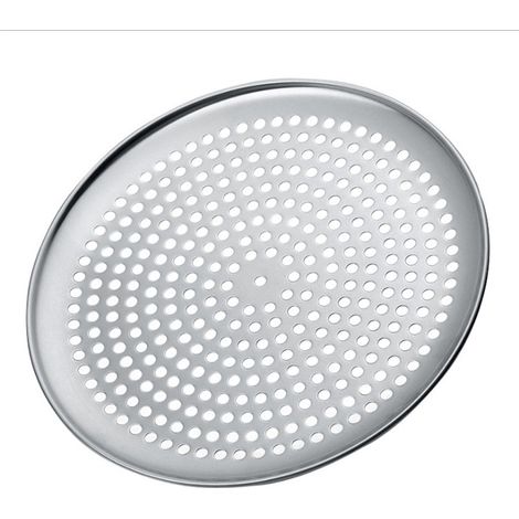 Plaque à pizza antiadhésive classique de 35,5 cm (14 pouces), argentée, ustensiles de cuisine résistants. (1/5)