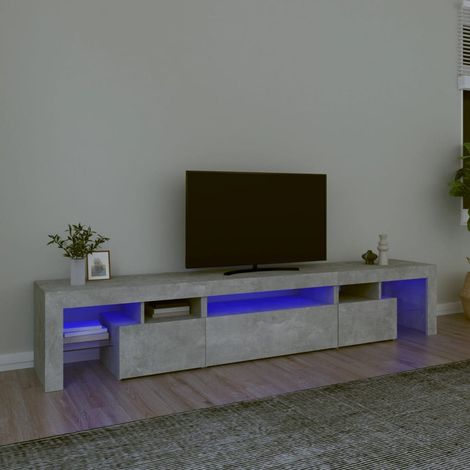 Meuble TV avec lumières LED Gris béton 215x36,5x40 cm (1/5)