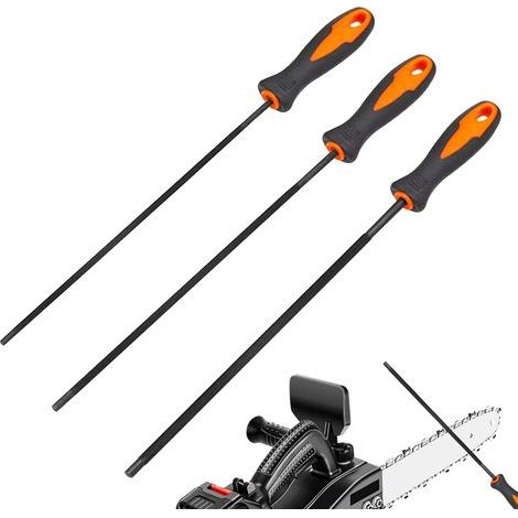 Kettensägen-Kettenfeile, 3 Stück Kettensägenfeile, Schärfen der Kettensägenkette, mit Griff, es gibt 3 Größen der Rundfeile 4,0 mm, 4,8 mm, 5,5 mm, passend für die Kettensäge (1/5)