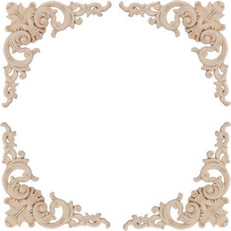 GARNECK Set aus 4 geschnitzten Wandleuchten aus Massivholz, unbemalte Eckintarsien, exquisite Wandleuchten (1/3)