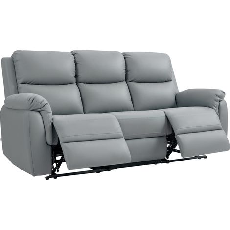 Canapé 3 places inclinable, sièges gauche et droit réglables avec repose-pieds ajustable, revêtement cuir synthétique gris foncé (1/5)