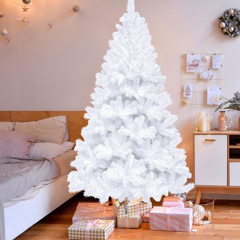 TolleTour Künstlicher Weihnachtsbaum Tannenbaum, PVC Nadeln Metallständer & Klappsystem Christbaum Weiß  180cm (1/5)