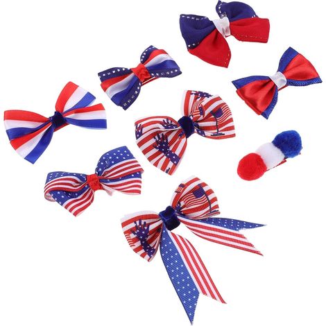8stücke Unabhängigkeitstag haarspangen Rot weiß blau gestreifte Flaggen haarschleifen Amerikanische Flaggen haarklipse für Damen zu Feiertagen (1/5)