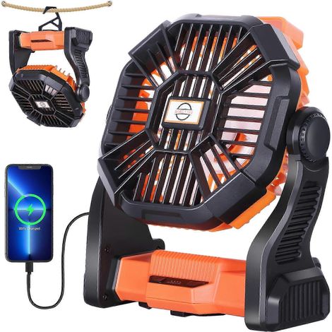 Ventilateur à piles, ventilateur rotatif à 270°, ventilateur de camping, ventilateur de table USB, ventilateur personnel pour tente, ventilateur ouvert pour tentes, ventilateur de voyage 2 (1/5)