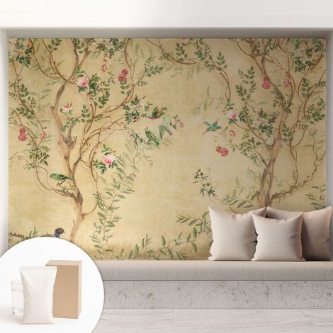 Papier peint intissé mural avec colle pour salon et chambre Décoration murale rapide - Colle incluse gratuite Accents floraux 208x146 cm (1/5)