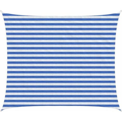 Voile d'ombrage à rayures bleues et blanches, 2,5 x 3 mètres, en PEHD (1/5)