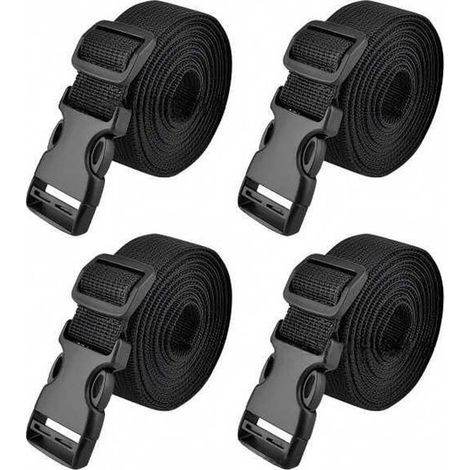 Correas para equipaje -paquete de 4 piezas- hebillas de liberación rápida - correas de trinquete - correas para equipaje -Negro-2,52,5m (1/5)