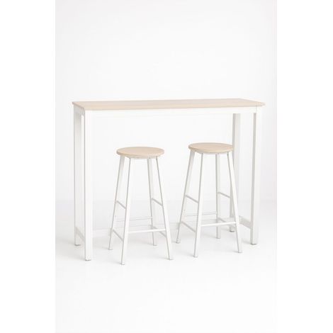 Mesas Bar - Set Bar Mesa Alta + 2 Taburetes Tycon - Blanco