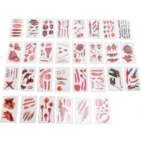 30 autocollants fausses cicatrices en papier pour la décoration du corps et du visage - Accessoires de fête pour la Toussaint et le 1er avril (1/5)