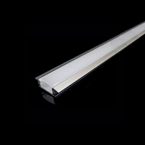 Silamp – Profilé aluminium encastré 2m – Couvercle opaque blanc – Compatible rubans LED 12mm – Finition affleurante moderne