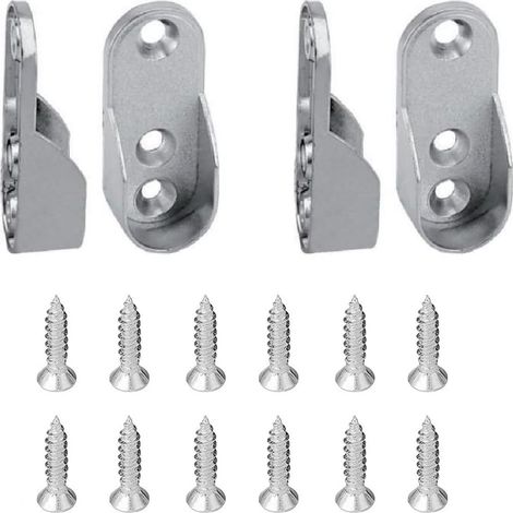 Support Barre Penderie - Alliage De Zinc - Fixation Murale Ou Plafond - Pour Tringle Vetement Dressing - 4 Pièces