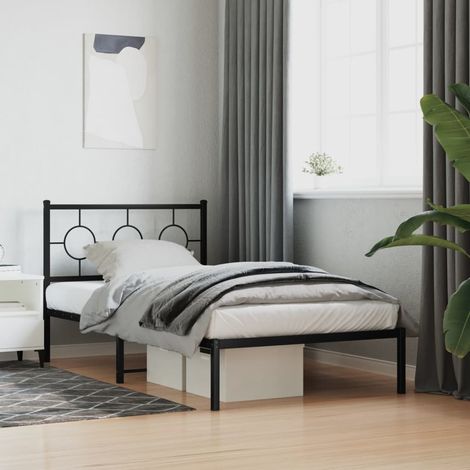 Metal Bed Frame without Mattress with Headboard Black 100x200cm vidaXL (1/5)