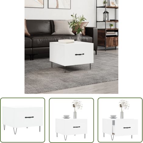 The Living Store Couchtisch Weiß 50x50x40 cm Holzwerkstoff - Eleganter Couchtisch - Wohnzimmerstil - Holzwerkstoff Möbel - Weißer Couchtisch - Beistelltisch Mit Schublade (1/5)