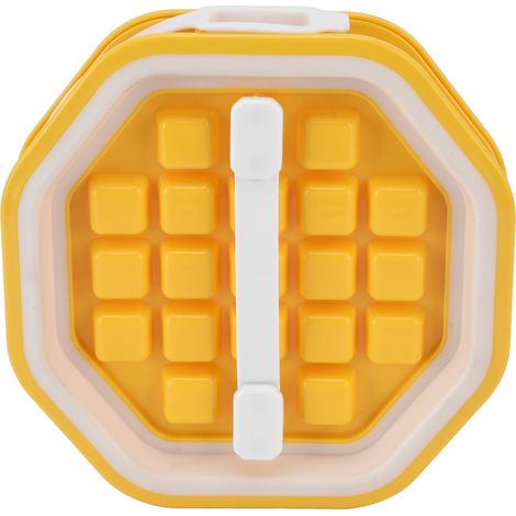 2-in-1-Eiswürfelform: Wasserbefüllbar, rautenförmig, faltbar, ideal zum Selbermachen von Eiswürfeln, perfekt für Picknicks. Gelb (1/5)
