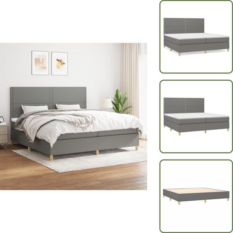Boxspringbett mit Matratze Dunkelgrau 200x200 cm Stoff - Boxspringbett - Doppelbett - Bettenrahmen - Schlafsystem - Liegekomfort (1/5)