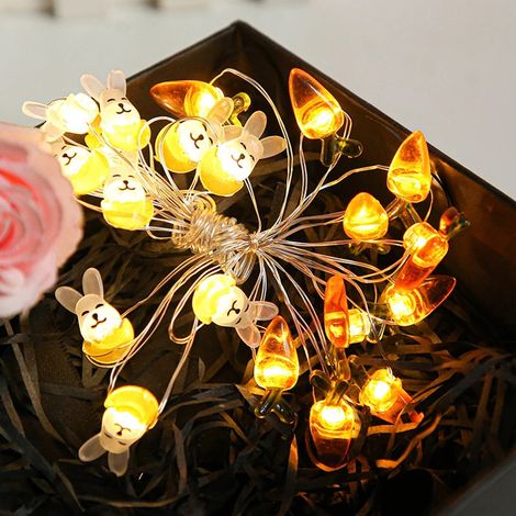 Guirlande lumineuse décorative lapin de Pâques de 2 mètres avec 20 LED, fonctionnant sur piles, en forme de lapin, pour la décoration du jour de Pâques (1/5)