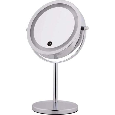 Schlafzimmertaugliche Spiegel, Kosmetikspiegel mit LED-Beleuchtung, 10-fache/1-fache Vergrößerung, doppelseitig beleuchteter Tisch-/Aufsatzspiegel mit Touch-Dimmer (1/4)
