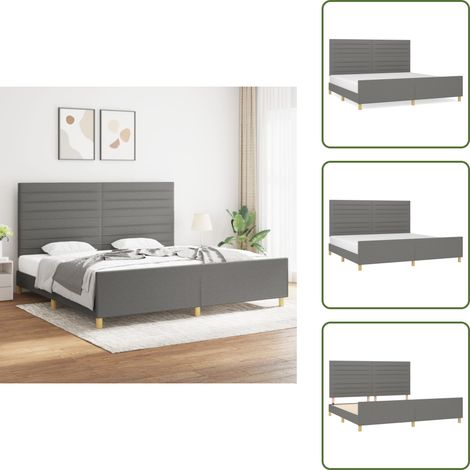 Bettgestell ohne Matratze Dunkelgrau 200x200 cm Stoff - Bettes Gestell - Doppelbett - Boxspringbetten - Holzrahmen - Lattenrost (1/5)