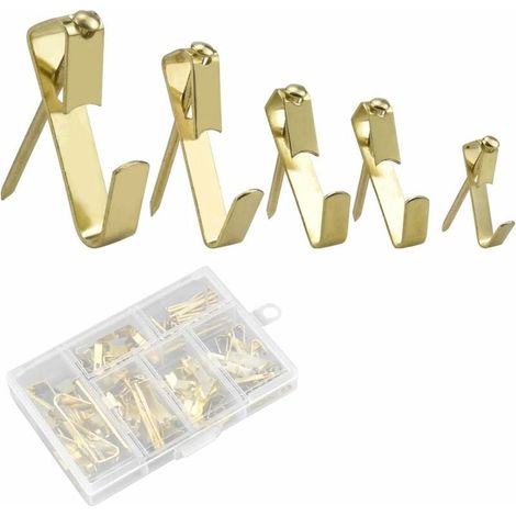 130 pcs Crochet Mural Metal Crochets D'Image Ensemble Avec Clou Kit Crochet Porte Photo Mural Accroche Cadre Photo (Couleur Or)-LIAIKI (1/5)