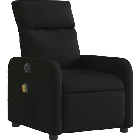 Poltrona relax TV elettrica reclinabile funzione massaggio 6 punti massaggio in tessuto nero DEC027232