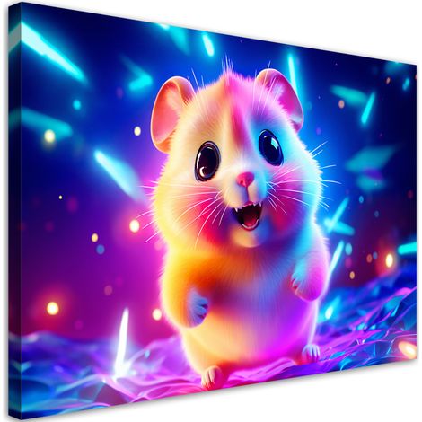 Canvas print, Cute hamster neon - 60x40 (1/4)