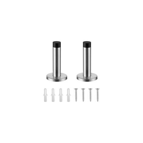 Stop Porte Robuste pour Plinthes - Lot de 2 Bloc Porte - Butee de Porte Murale en Acier Inoxydable avec Pointe en Caoutchouc - Butoir (1/5)
