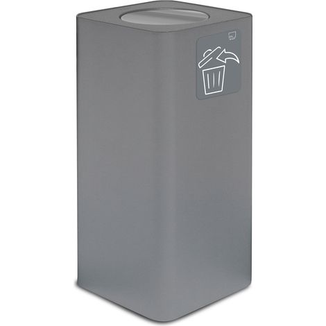 Pattumiera Per Raccolta Rifiuti 38x38xh80 cm In Acciaio Verniciato con Coperchio Basculante Grigio (1/2)