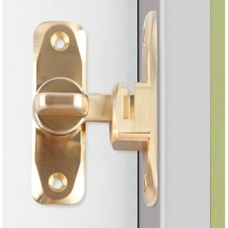 Cerradura de puerta de 90/180 grados, cerradura de ángulo recto, cerrojo, cerradura para puerta de granero, cerradura para puerta corrediza, cerradura para armario (dorada) (1/4)