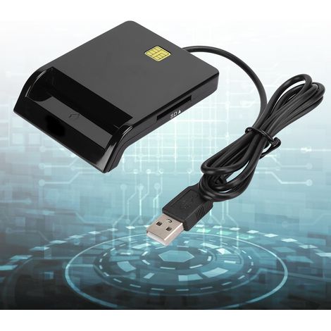 Lecteur de cartes intelligent noir compatible Windows, Linux, Mac OS (1/5)