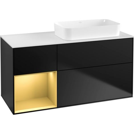 V&B Waschtischunterschrank Wandbeleuchtung Finion 120x60 cm, Reg li gol m, bla m lacquer (1/2)
