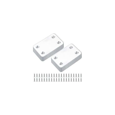 20 Stück perforierte Flachmontageplatten, gerade Befestigungsplatten, Winkelverbinder, Verbindungsplatten - 38x60 mm (Silber) - Crezuo (1/4)