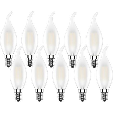 E14 Ampoule LED Bougie,4W 220V Ampoule Flamme,Filament LED Blanc Chaud 2700K,Edison Lampe Forme de Bougie 400LM,Non Dimmable,Mat pour Lustres,10 Pièces [Classe énergétique E] (1/5)