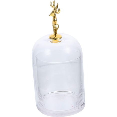 Cloche en Verre Couvercle Fleur Éternelle Décor de Fleurs Préservées Ornement d'Exposition pour Bougie Figurines Micro Paysage Bureau 1 Pièce (1/5)