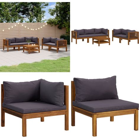 Salon de jardin 6 pcs avec coussin Bois d'acacia solide - salon de jardin -  salon de jardin en bois - Home & Living (1/5)