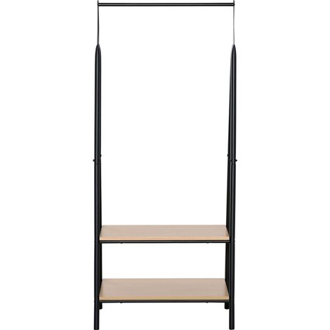 Portant à vêtements penderie style contemporain triangulaire dim. 64L x 43l x 149H cm 2 étagères MDF bois clair acier noir (1/5)
