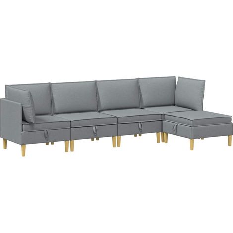 Modular Sofa Set mit Stauraum 5 stk. Hellgrau Stoff vidaXL
