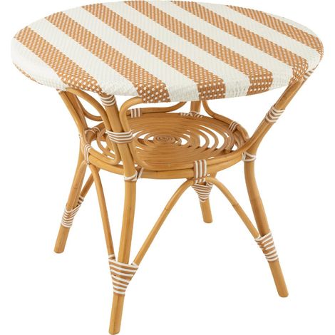Table à Manger en Rotin "Danial" 90cm Blanc (1/5)