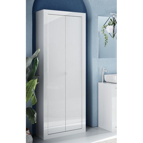 Armoire de salle de bain design 2 portes laqué blanc CALIA (1/4)