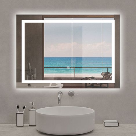 AICA Illuminated Bathroom Mirror with 3 LED Lights 700x500mm Smart Mirror with Touch Sensor Control+Demister (1/5)