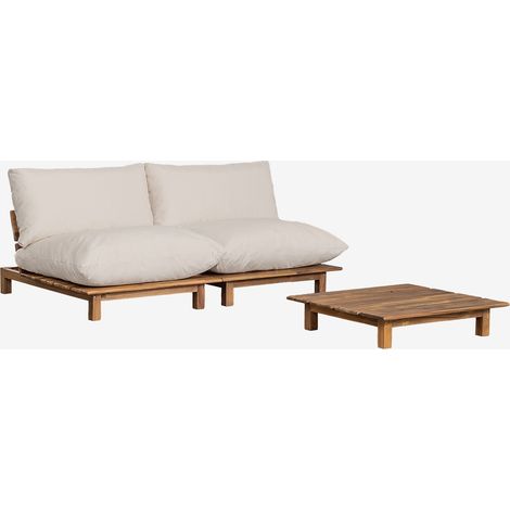 Set da giardino con divano modulare reclinabile a 2 pezzi e tavolino in legno di acacia Brina SKLUM (1/5)